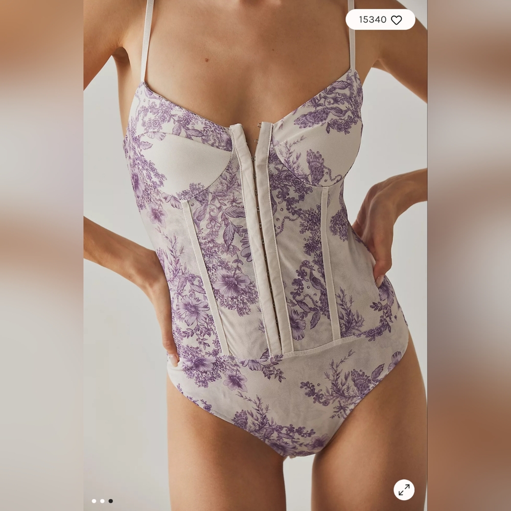 NWOT Intimately Free People Night Rhythm Bodysuit in Ivory Combo, Size M - Picture 2 of 9